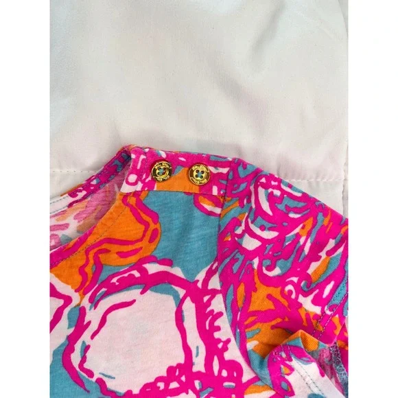 Lilly Pulitzer Girls Dress Size M (6-7) Colorful Floral Print Gold Button Detail - Picture 2 of 8